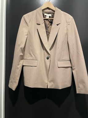 Rachel Zoe Light Beige Single-Button Tailored Blazer